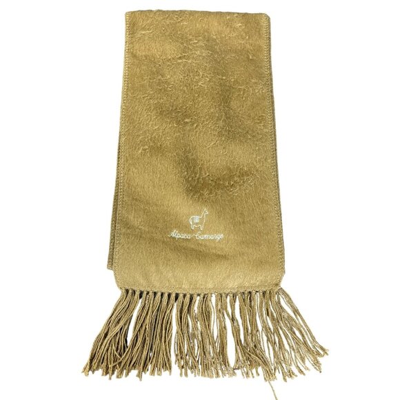 Alpaca Camargo Brown Fringe Scarf 100% Alpaca Wool 74" x 9" - Picture 1 of 5